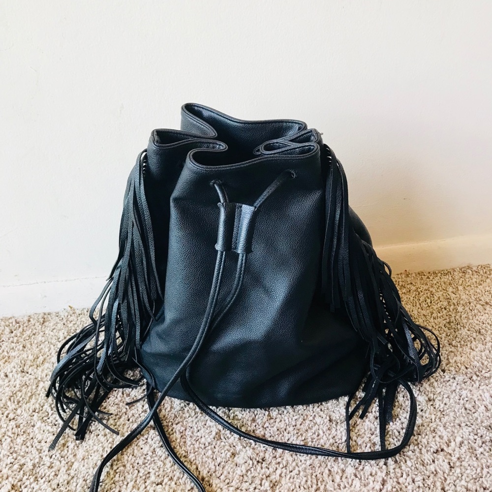 Victoria’s  Secret Black Fringe Backpack - Picture 6 of 8